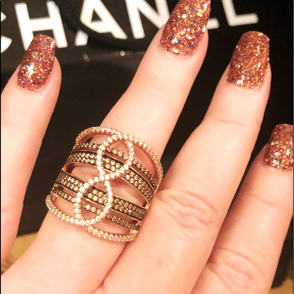 Cubic zirconia band Ring 14k rose gold/ sterling
